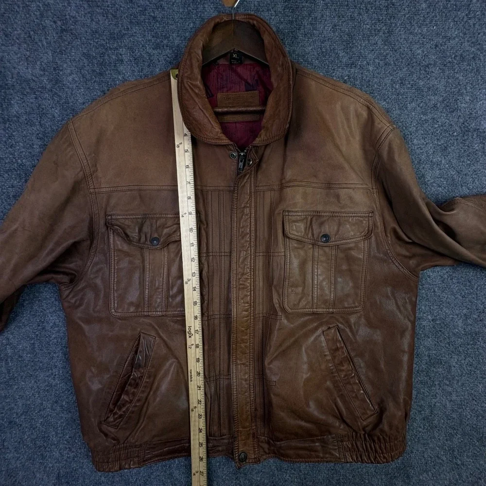 Levi Strauss Leather Jacket Mens XL Brown Bomber Air Force Lining Vintage